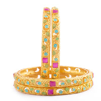 Raddhi Jewels Designer Premium Quality Rajwadi Gold Plated Brass Openable Kada/Bangles Set