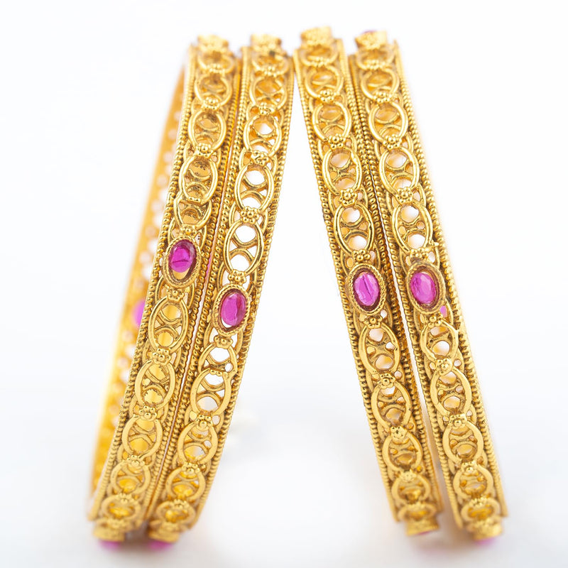 Raddhi Jewels Designer Premium Quality Rajwadi Gold Plated Brass Openable Kada/Bangles Set