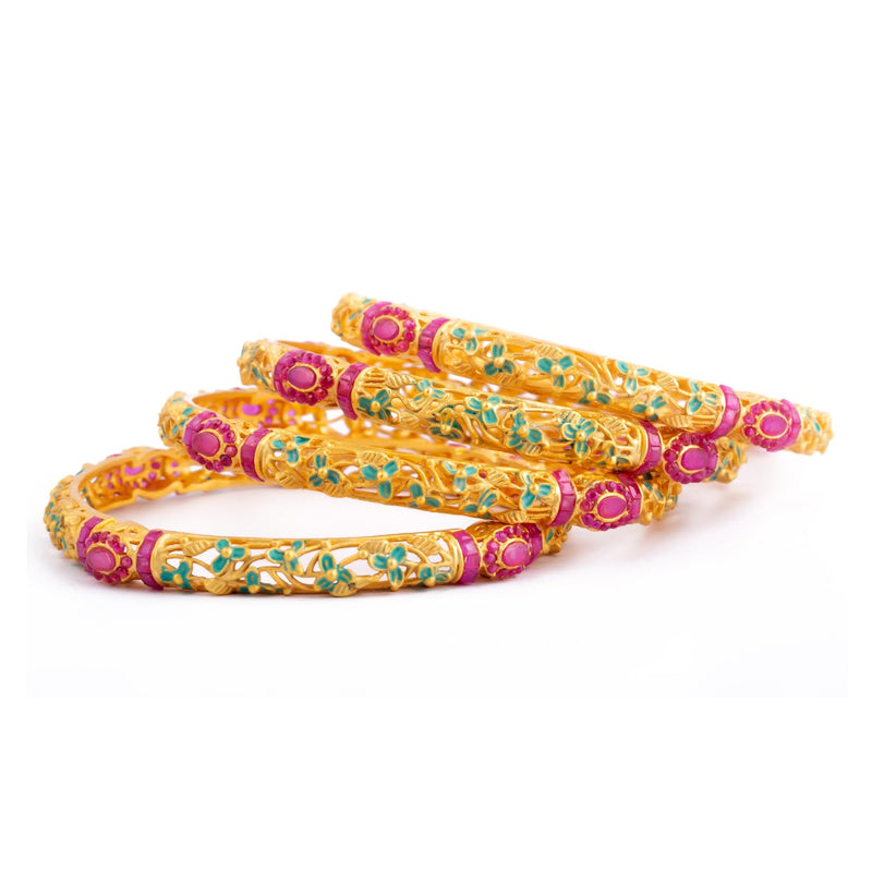 Raddhi Jewels Designer Premium Quality Rajwadi Gold Plated Brass Openable Kada/Bangles Set