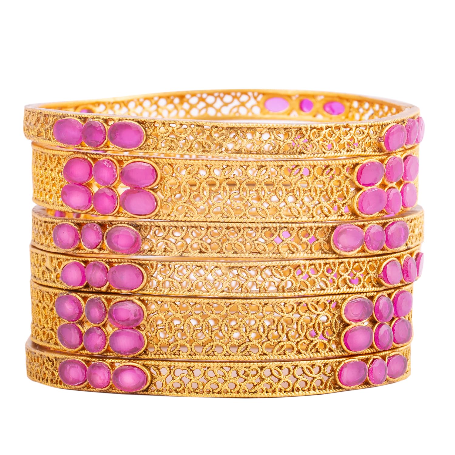 Raddhi Jewels Designer Premium Quality Rajwadi Gold Plated Brass Openable Kada/Bangles Set