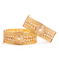 Raddhi Jewels Designer Premium Quality Rajwadi Gold Plated Brass Openable Kada/Bangles Set