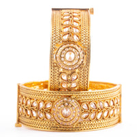 Raddhi Jewels Designer Premium Quality Rajwadi Gold Plated Brass Openable Kada/Bangles Set