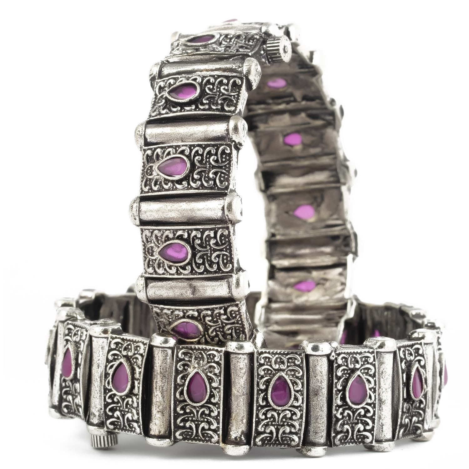 Radhhi Jewels Designer Premium Quality Oxidised Plated Brass Bangles Set