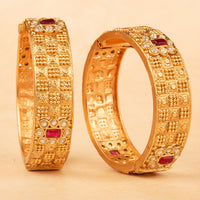 Raddhi Jewels Designer Premium Quality Rajwadi Gold Plated Brass Openable Kada/Bangles Set