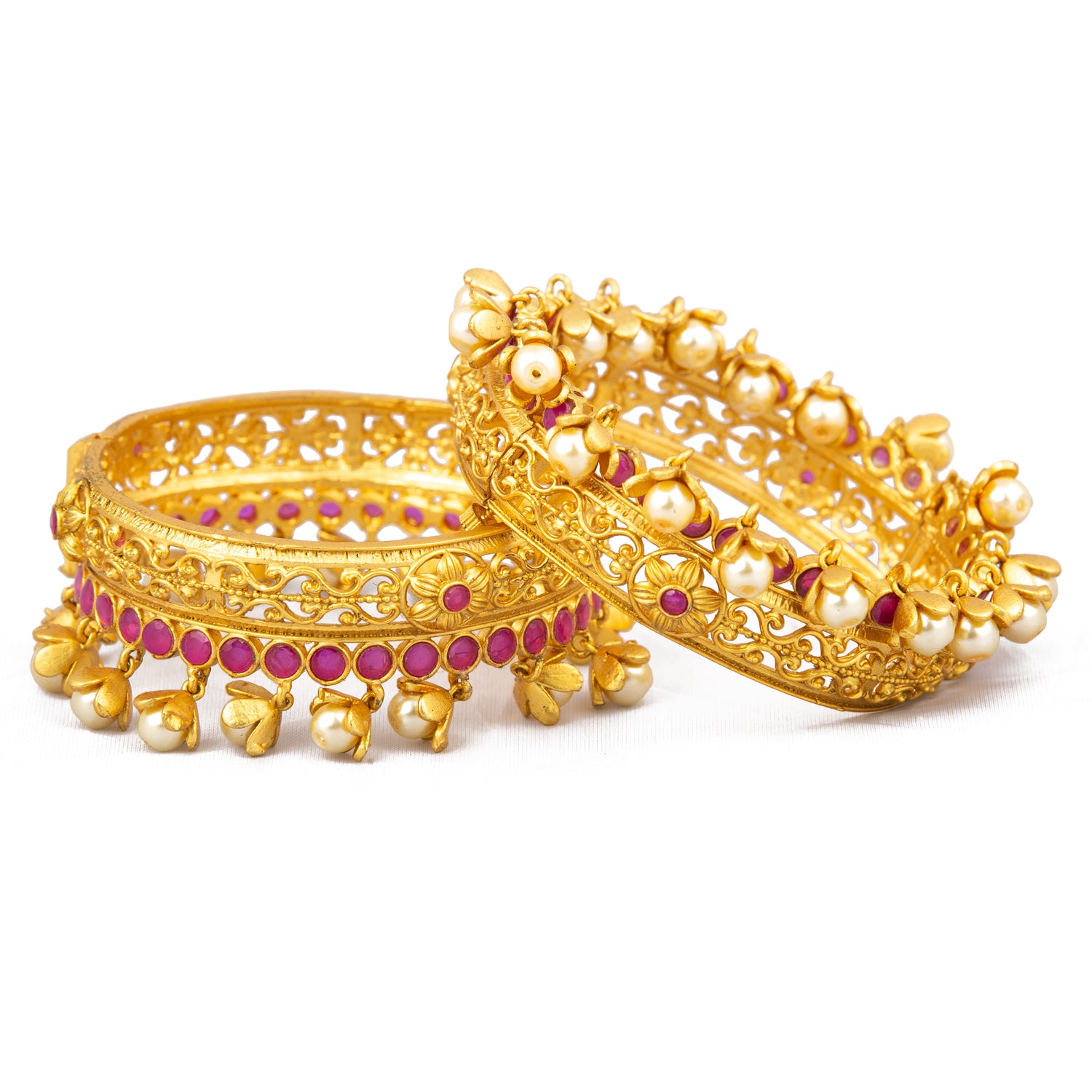 Raddhi Jewels Designer Premium Quality Rajwadi Gold Plated Brass Openable Kada/Bangles Set