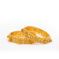 Raddhi Jewels Designer Premium Quality Rajwadi Gold Plated Brass Openable Kada/Bangles Set