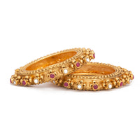 Raddhi Jewels Designer Premium Quality Rajwadi Gold Plated Brass Openable Kada/Bangles Set