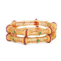 Raddhi Jewels Designer Premium Quality Rajwadi Gold Plated Brass Openable Kada/Bangles Set