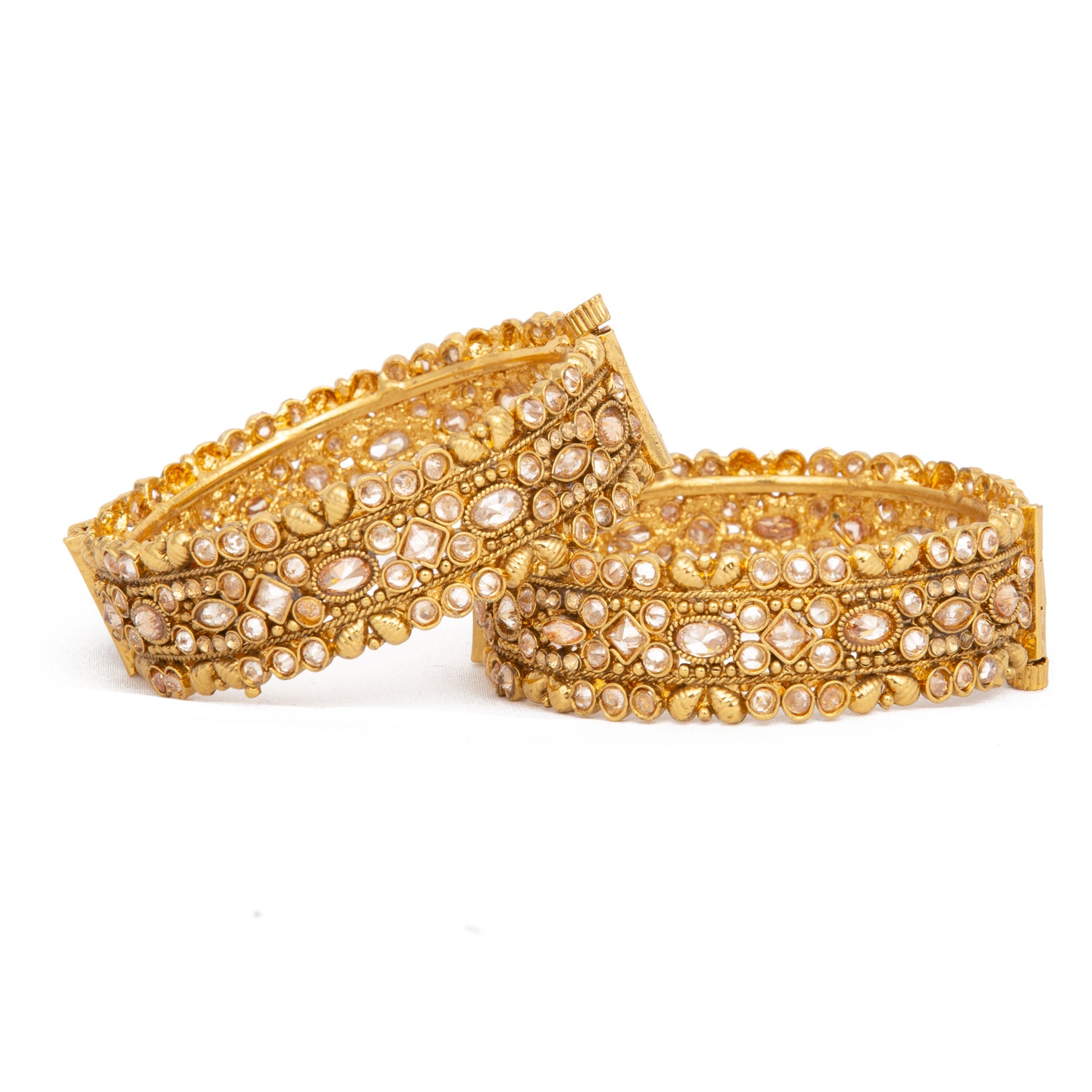 Raddhi Jewels Designer Premium Quality Rajwadi Gold Plated Brass Openable Kada/Bangles Set