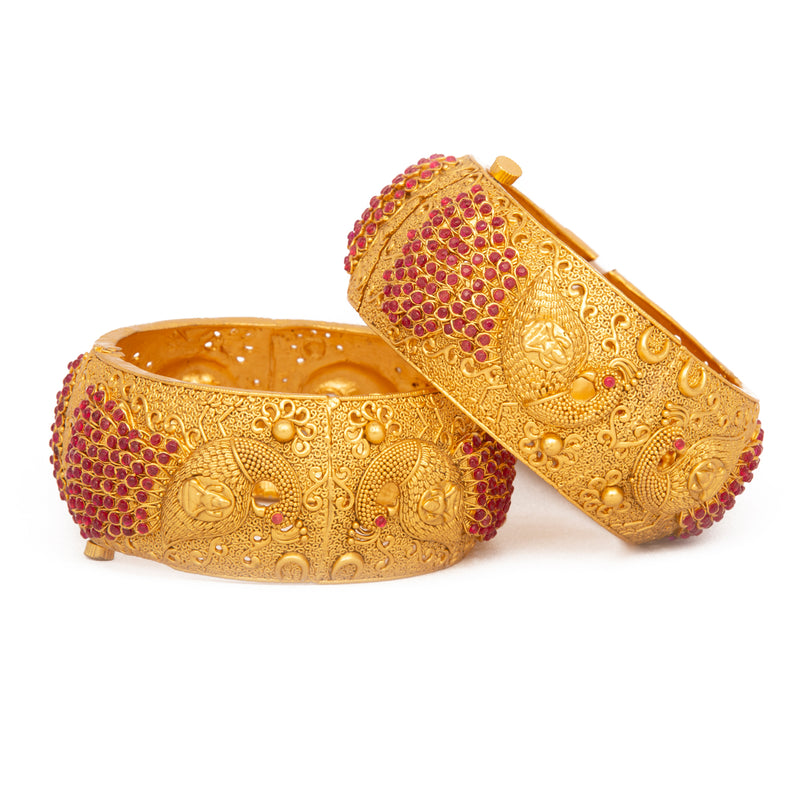 Raddhi Jewels Designer Premium Quality Rajwadi Gold Plated Brass Openable Kada/Bangles Set