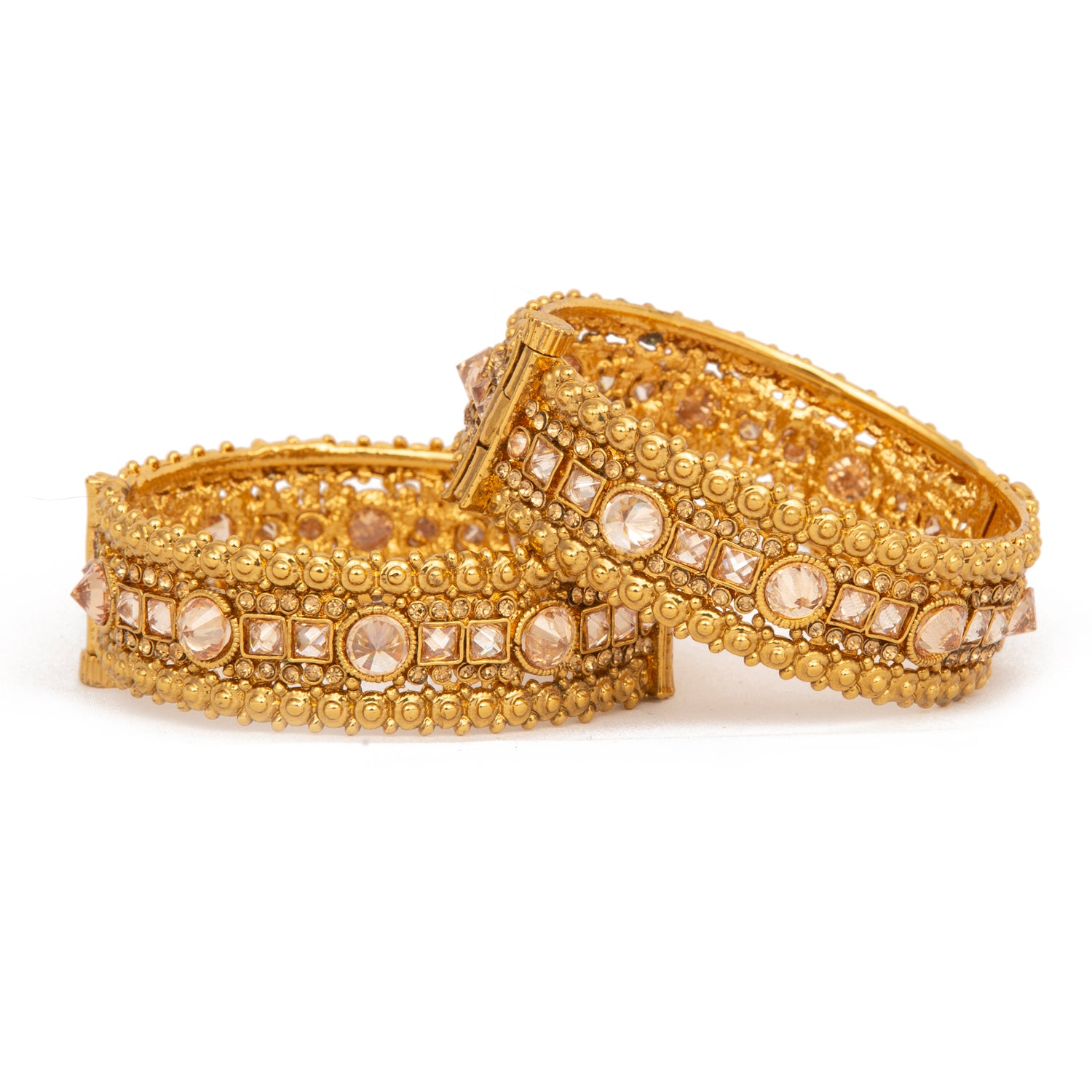 Raddhi Jewels Designer Premium Quality Rajwadi Gold Plated Brass Openable Kada/Bangles Set