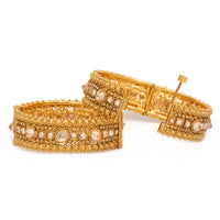 Raddhi Jewels Designer Premium Quality Rajwadi Gold Plated Brass Openable Kada/Bangles Set