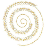 Etnico Gold Plated Traditional Kundan Pearl Adjustable Waist Chain/Belly Chain/Kamarband For Women (B053FL)