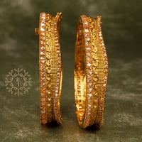 Raddhi Jewels Designer Premium Quality Rajwadi Gold Plated Brass Openable Kada/Bangles Set