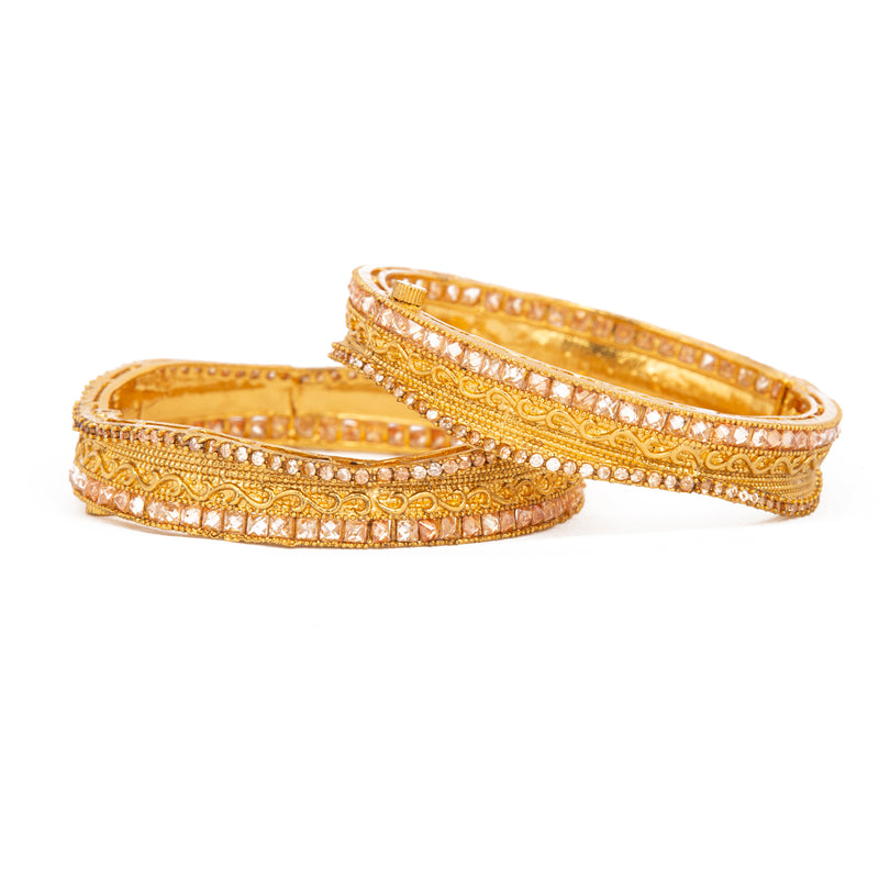 Raddhi Jewels Designer Premium Quality Rajwadi Gold Plated Brass Openable Kada/Bangles Set