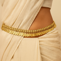 Etnico Gold Plated Traditional Coin Tassel Adjustable Boho Waist Chain/Belly Chain/Kamarband For Women (B059FL)