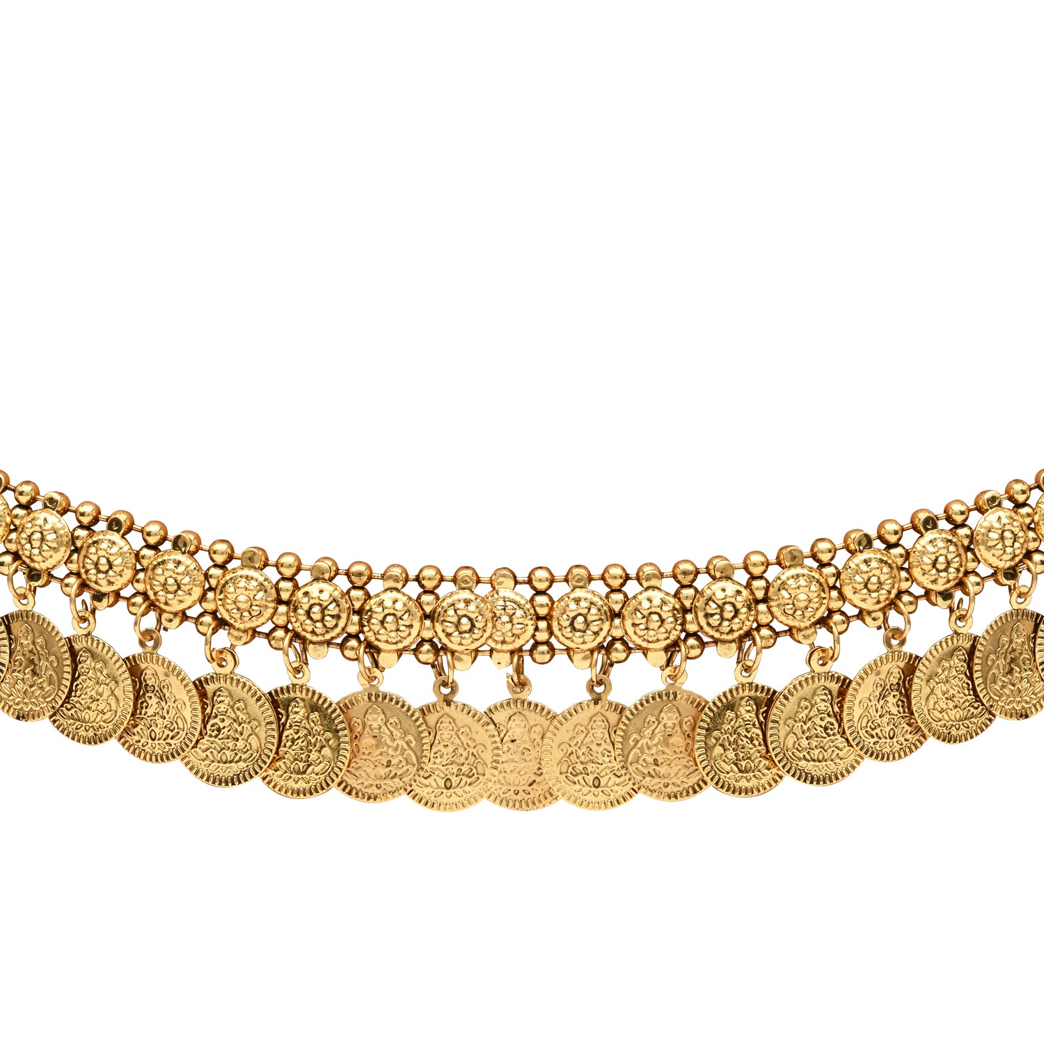 Etnico Gold Plated Traditional Coin Tassel Adjustable Boho Waist Chain/Belly Chain/Kamarband For Women (B059FL)