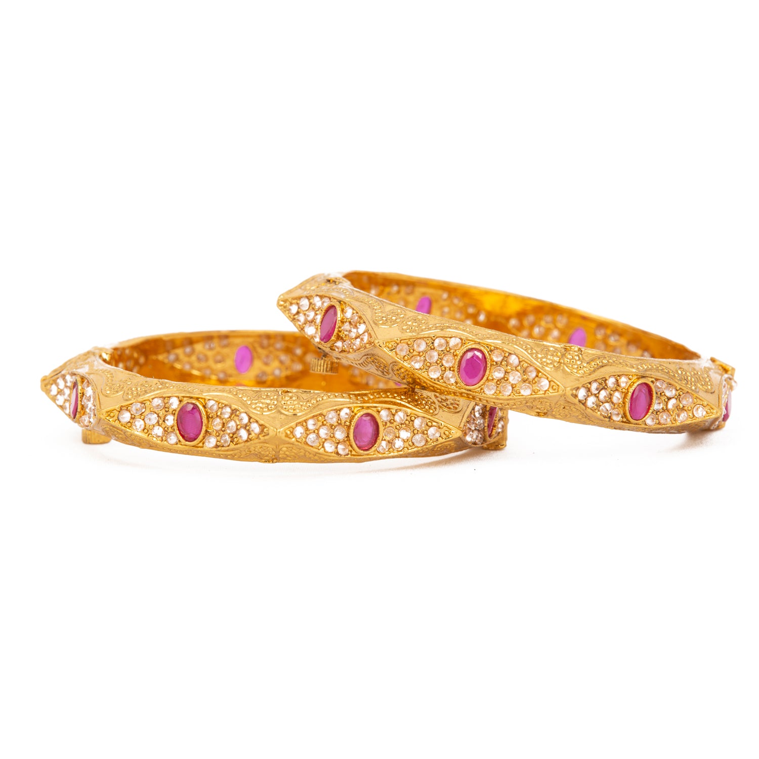 Raddhi Jewels Designer Premium Quality Rajwadi Gold Plated Brass Openable Kada/Bangles Set