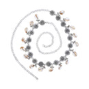 Etnico Navratri Eathnic Silver Oxidised Floral Design Handcrafted With Shell and Ghungroo Adjustable Kamarband/Belly Chain For Women (B060S)