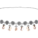 Etnico Navratri Eathnic Silver Oxidised Floral Design Handcrafted With Shell and Ghungroo Adjustable Kamarband/Belly Chain For Women (B060S)
