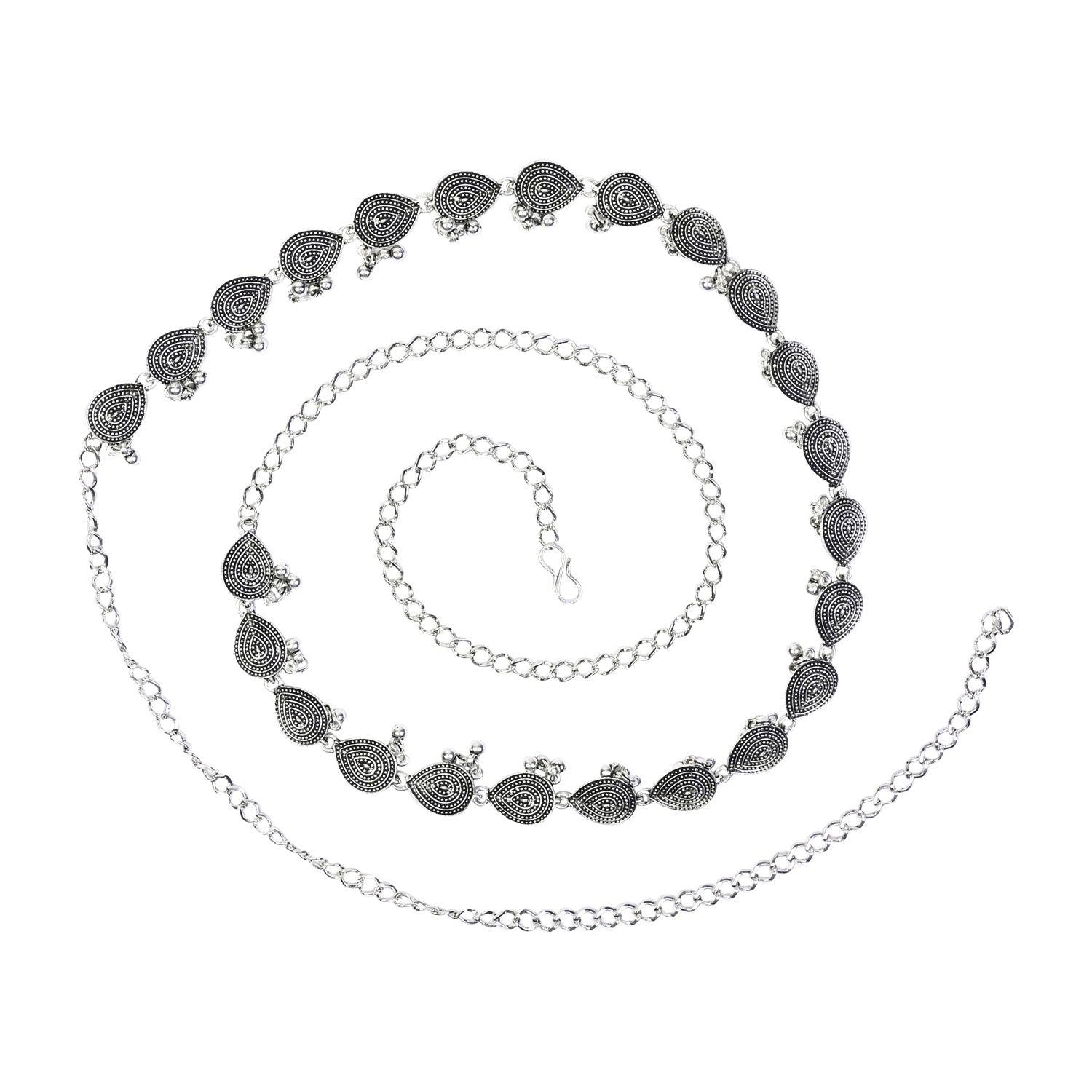 Etnico Navratri Ethnic Silver Oxidised Traditional Adjustable Boho Waist Chain/Belly Chain/Kamarband For Women (B063S)