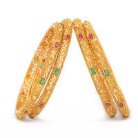 Raddhi Jewels Designer Premium Quality Rajwadi Gold Plated Brass Openable Kada/Bangles Set