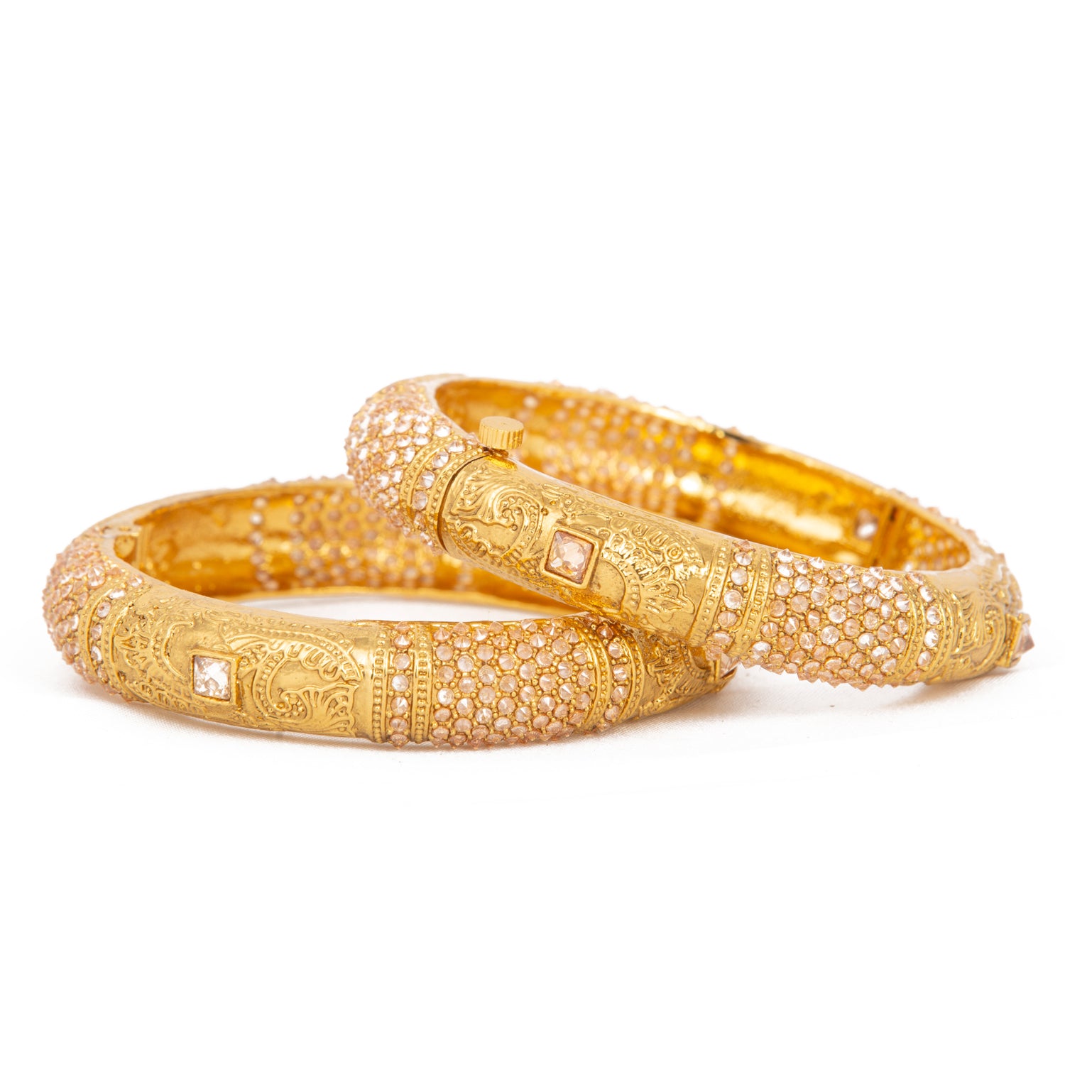 Raddhi Jewels Designer Premium Quality Rajwadi Gold Plated Brass Openable Kada/Bangles Set