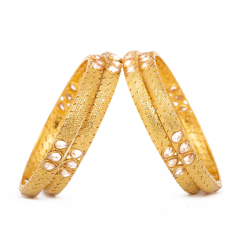 Raddhi Jewels Designer Premium Quality Rajwadi Gold Plated Brass Openable Kada/Bangles Set