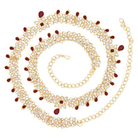 Etnico Gold Plated Traditional Kundan Adjustable Waist Chain/Belly Chain/Kamarband For Women