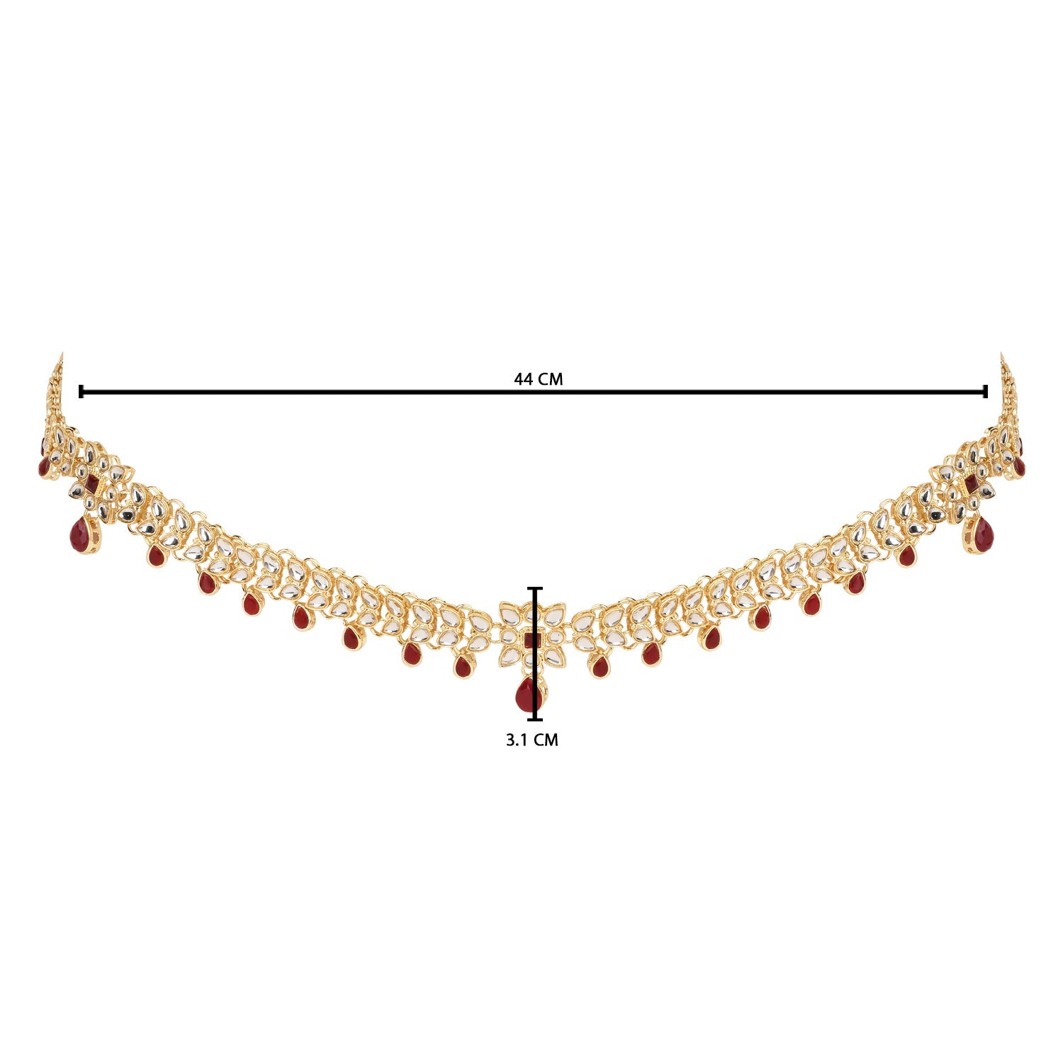 Etnico Gold Plated Traditional Kundan Adjustable Waist Chain/Belly Chain/Kamarband For Women