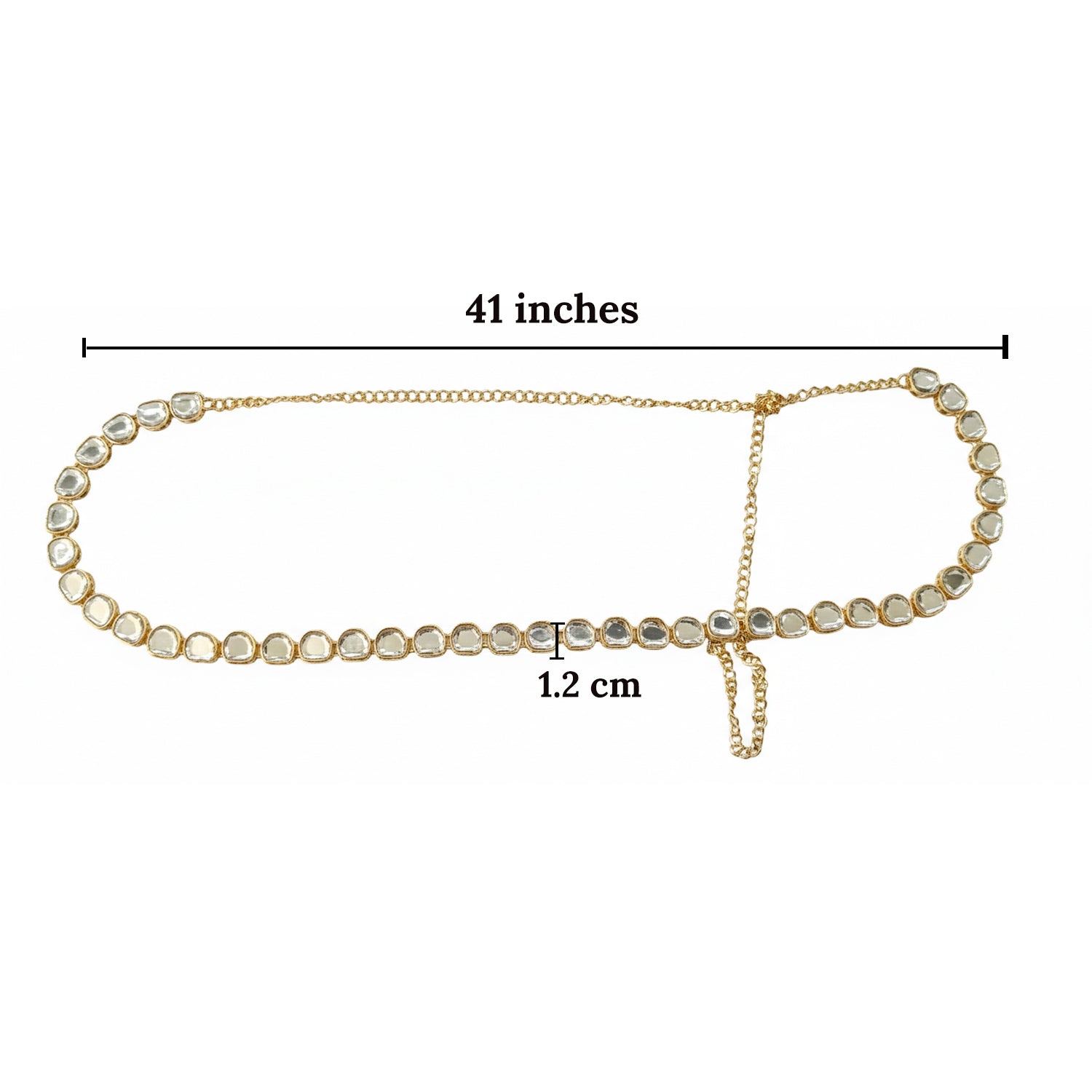 Etnico Gold Plated Classic Kundan Link Adjustable Kamarband/Belly Chain/Kandora/Waist Belt for Women (B082W)