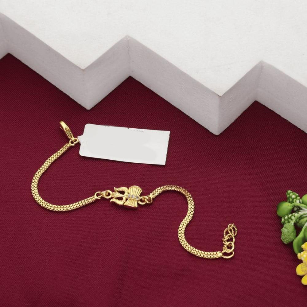 HR Sales Premium Micro Gold Plated Austrian Stone Trishul Bracelet