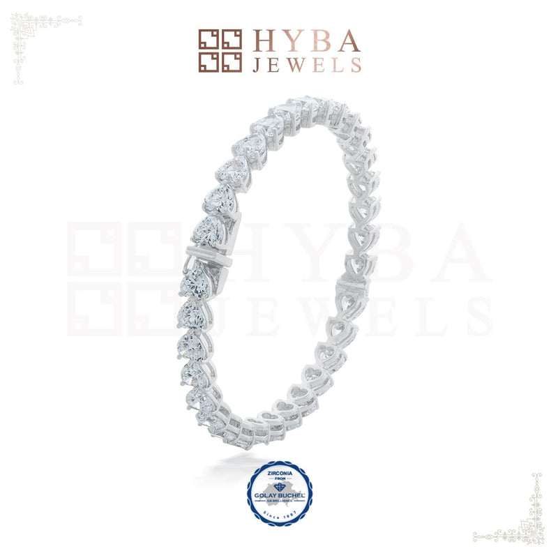 Heart Shape Solitaire Bangle By Hyba Jewels