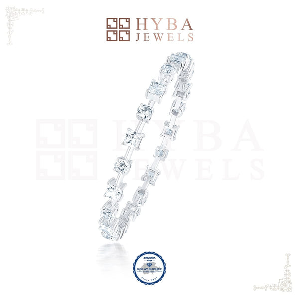 Round & Princess Cut Solitaire Bangle By Hyba Jewels