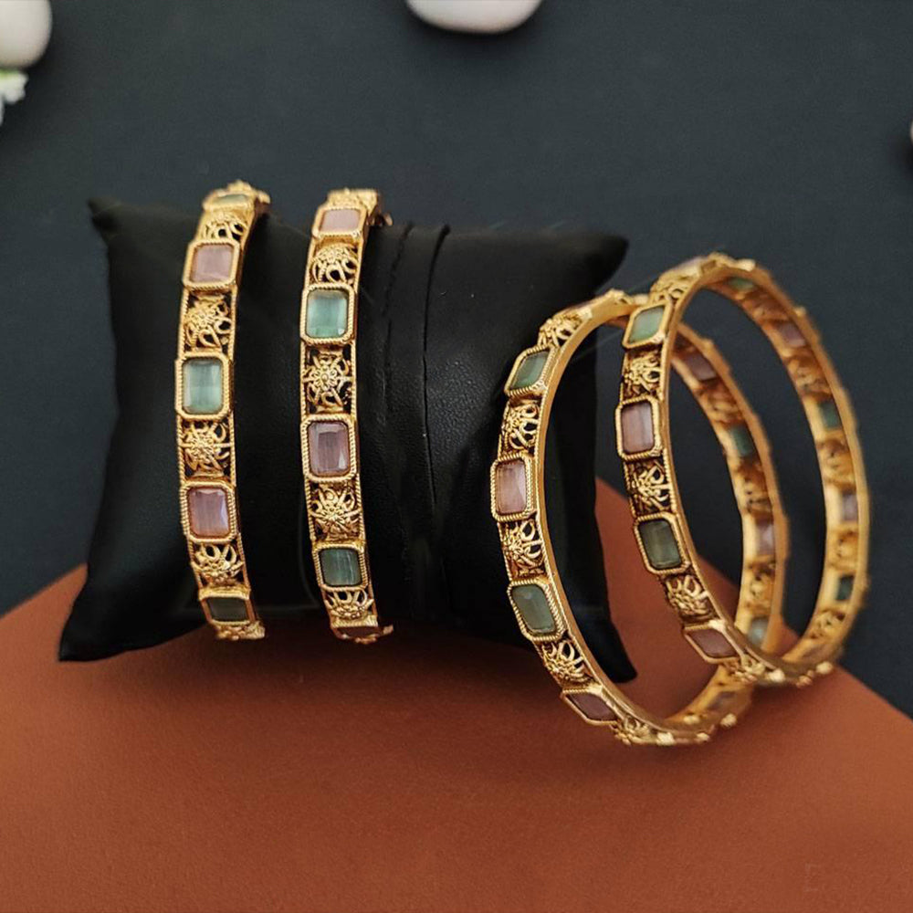 Js Fashion  Designer Fancy Style Party wear Kemp Design Kemp Jewellery Bangle Set of 2