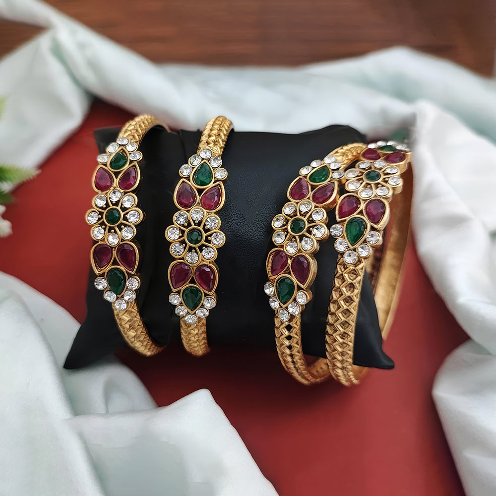 Js Fashion  Kemp Design Party wear Rajwadi Polish Designer Fancy Design Bangle Set of 4