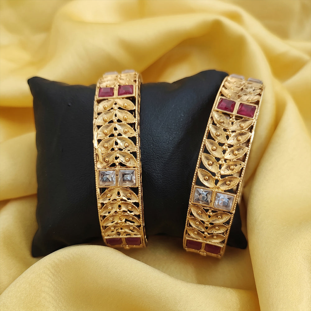 Js Fashion  Antique Design Party wear Beautiful Rajwadi Polish Bangle Set of 2