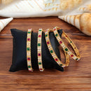 Js Fashion  Antique Designer High Gold Polish Fancy 4 Bangles Set