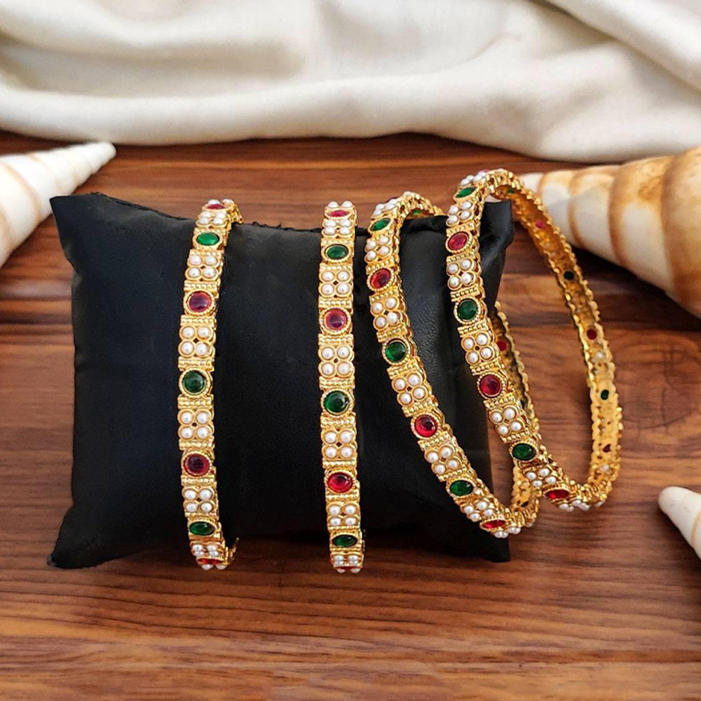 Js Fashion  Beautiful High Gold Full Stone 4 Bangles Set