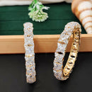 Js Fashion  American Diamond Square Cluster Designer 2 Bangles Set