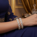 Js Fashion  American Diamond Square Cluster Designer 2 Bangles Set