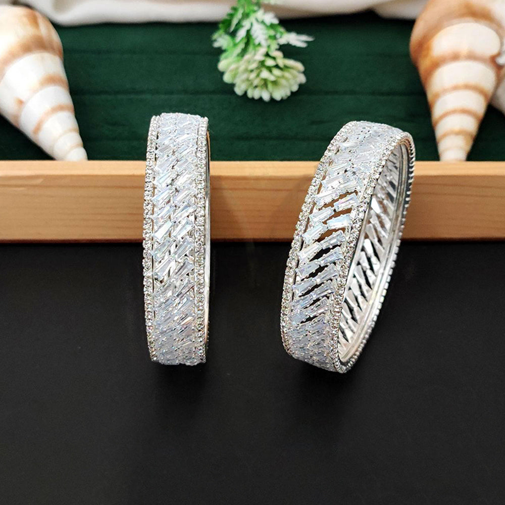Js Fashion  Premium AD Baguette Stone Sparkling Bangles Set