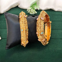 Js Fashion  Designer Rajawdi Polish Full Stone 2 Bangles Set