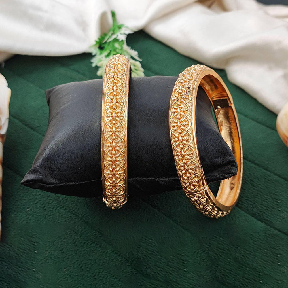 Js Fashion  Traditional Stone Studded Antique Bangle Set