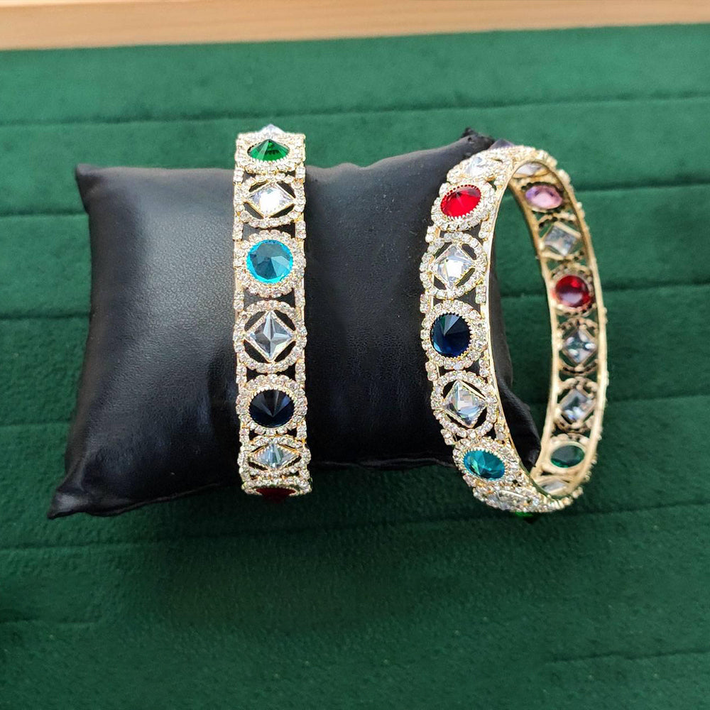 Js Fashion  Premium Multistone American Diamond Bangle Set