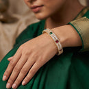 Js Fashion  Elegant CZ Stone Wedding Wear Broad Bangles for Women