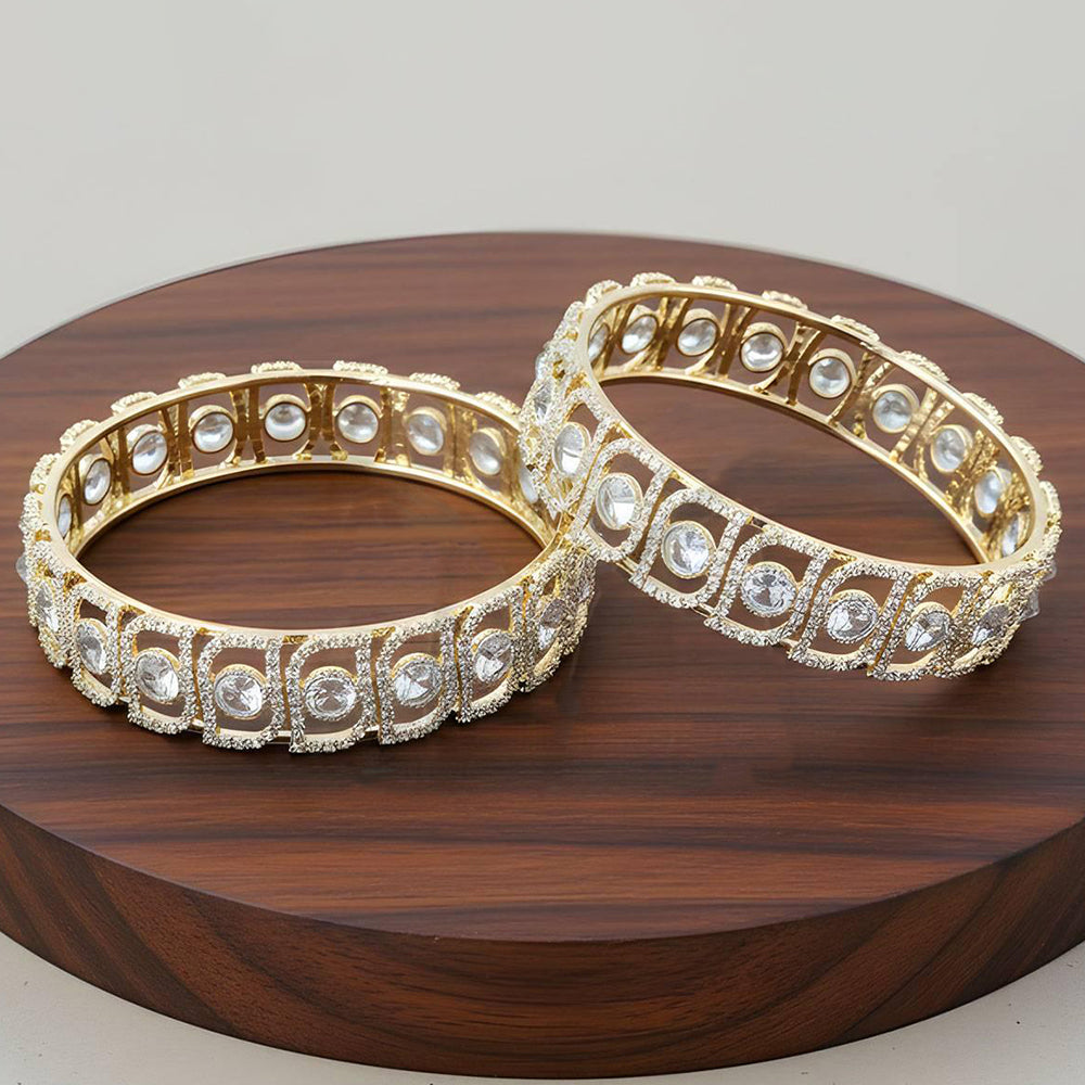 Js Fashion  American Diamond Gold Finish Designer Bangles for Women
