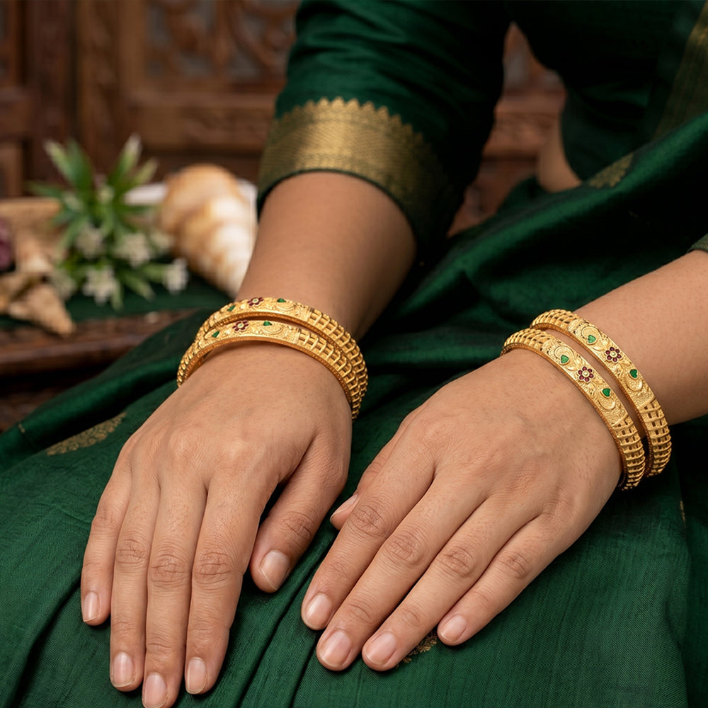 Js Fashion  Designer Antique Finish Bangles Set for Women