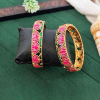 Js Fashion  Ethnic Gold Finish Lotus Bangles Set Festive Wear