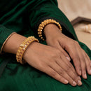 Js Fashion Antique Gold Pota Stone And Temple Bangles Set for Women